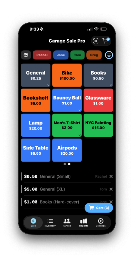 GS App main sale screen